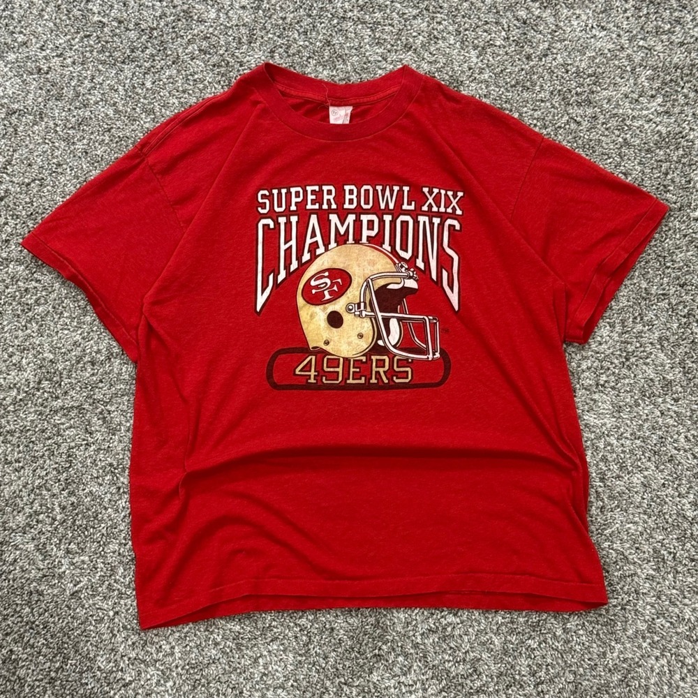 Vintage 1985 San Francisco 49ers Super Bowl Champions‎ T-Shirt Red Mens XL USA